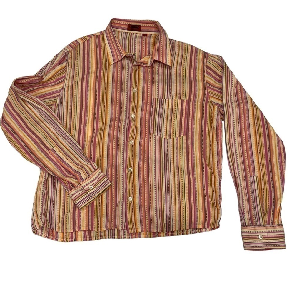 MISSONI Men’s Long Sleeve Striped Button Down Shirt Size 54 EUC
